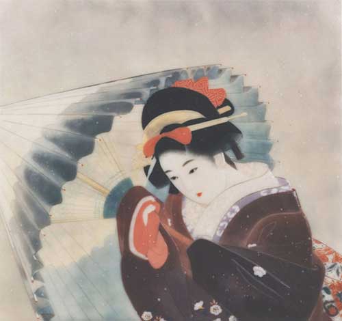 「吹雪」（1991）。傘に積もる雪の重みを描いた本作品がシヅヱの一番のお気に入りだった。